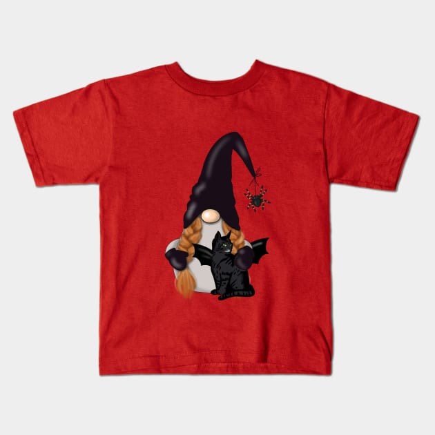 Halloween - Gnome  , Black Cat  and Spider Kids T-Shirt by Cool Abstract Design